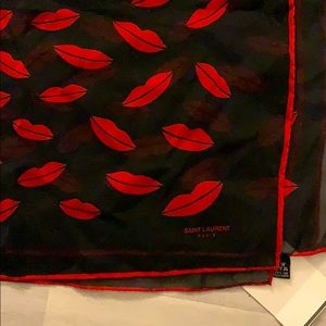 YSL Lips Print Silk Square Scarf (Hedi Slimane)